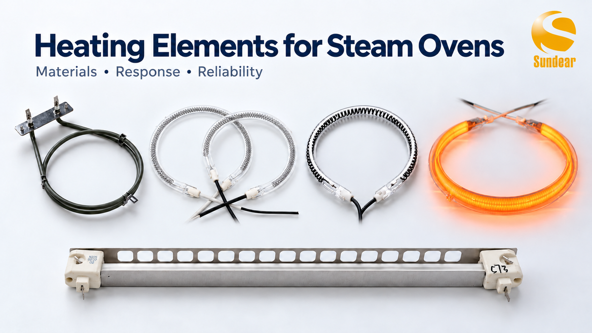 Sundear heating elements for steam ovens: materials, response and reliability
