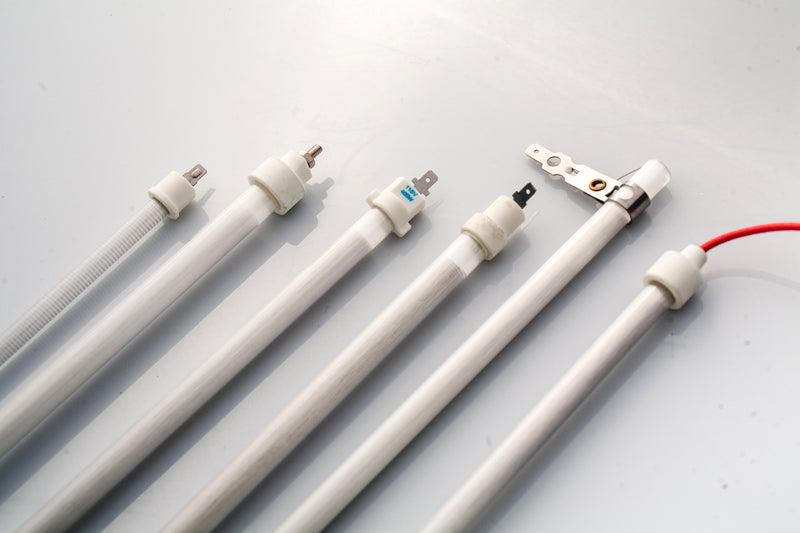 high-efficiency quartz heating tubes showcasing various quartz heating elements with wiring connectors